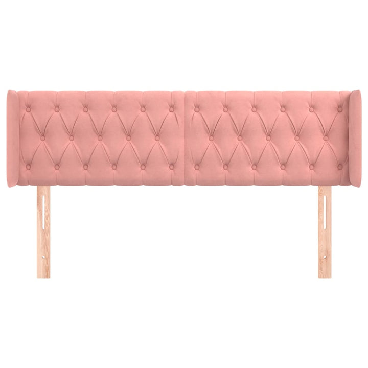 sengegavl med kanter 163x16x78/88 cm fløjl lyserød