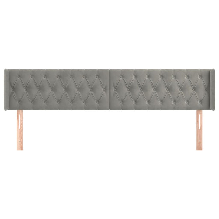 sengegavl med kanter 183x16x78/88 cm fløjl lysegrå