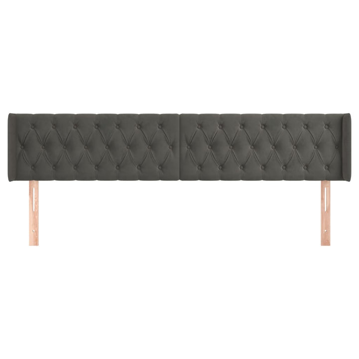 sengegavl med kanter 183x16x78/88 cm fløjl mørkegrå