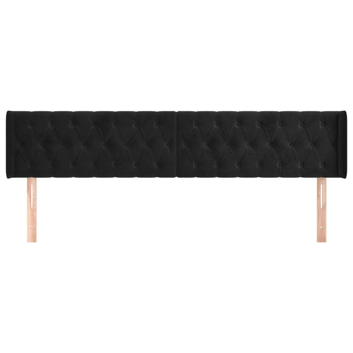 sengegavl med kanter 183x16x78/88 cm fløjl sort