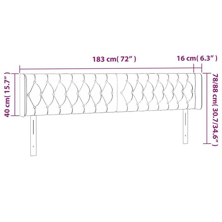 sengegavl med kanter 183x16x78/88 cm fløjl sort