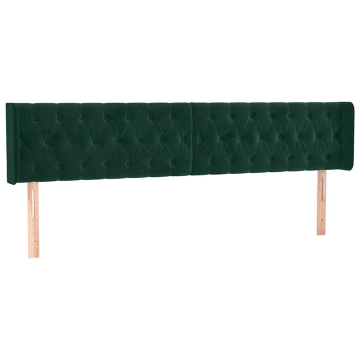 sengegavl med kanter 183x16x78/88 cm fløjl mørkegrøn