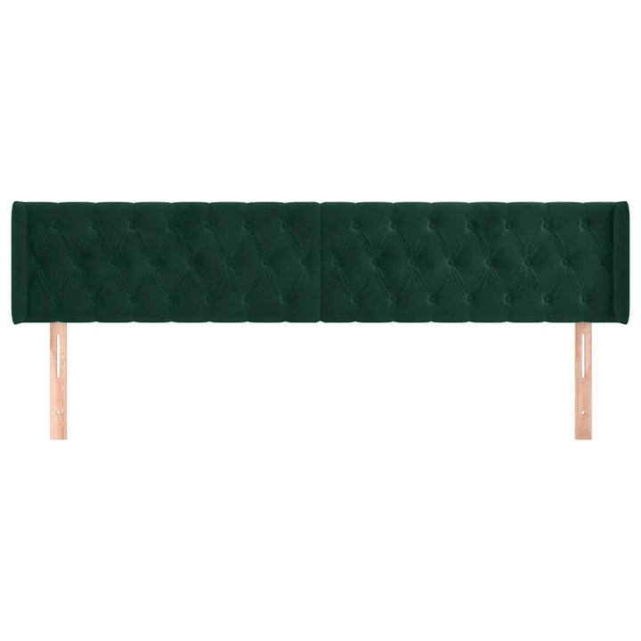 sengegavl med kanter 183x16x78/88 cm fløjl mørkegrøn