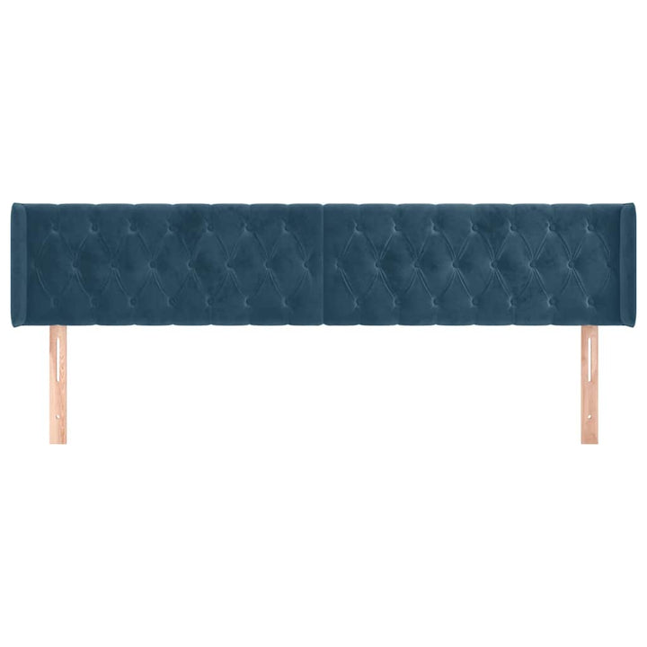 sengegavl med kanter 183x16x78/88 cm fløjl mørkeblå