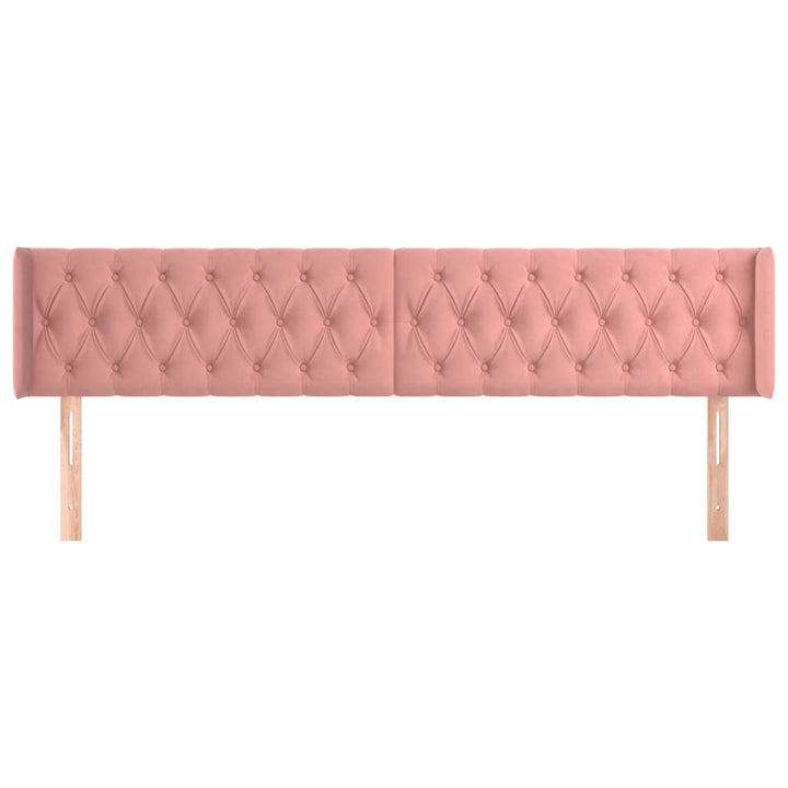 sengegavl med kanter 183x16x78/88 cm fløjl lyserød