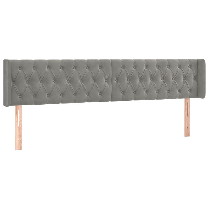 sengegavl med kanter 203x16x78/88 cm fløjl lysegrå