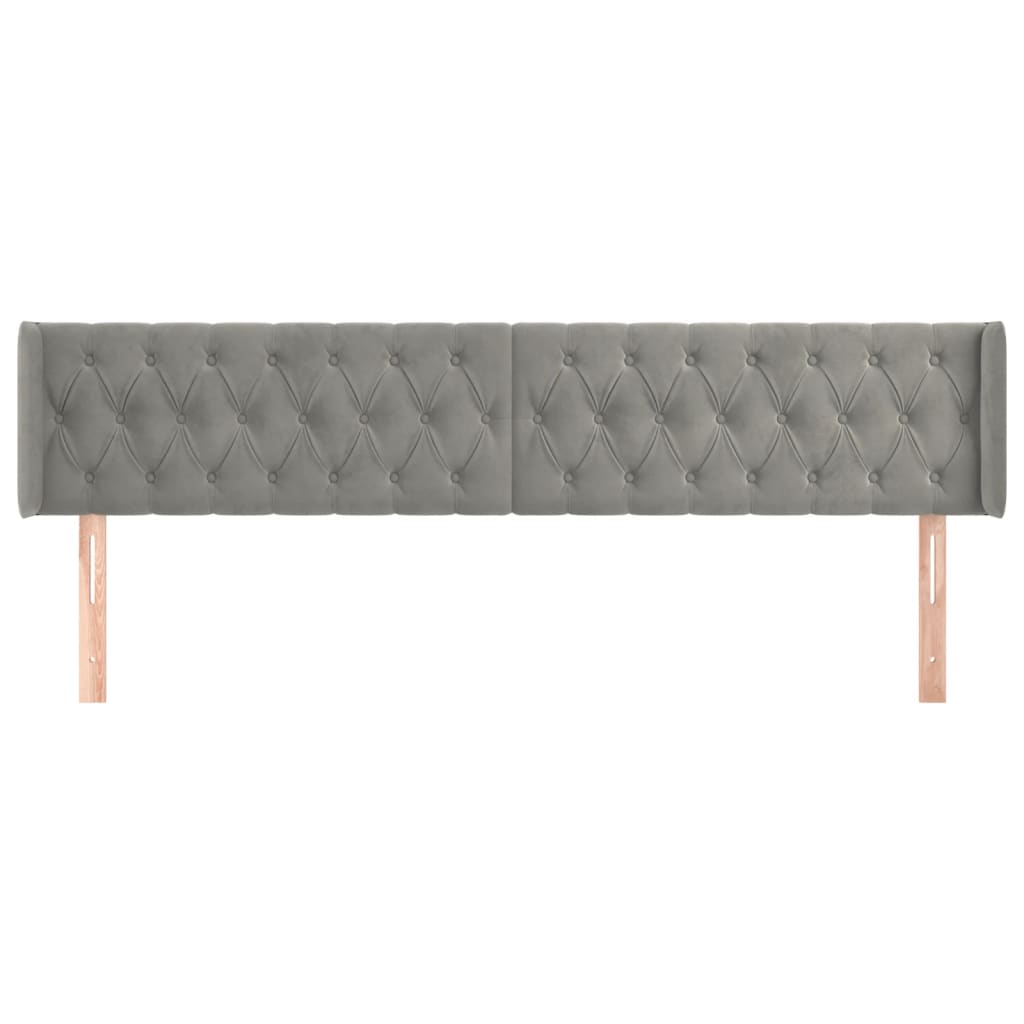sengegavl med kanter 203x16x78/88 cm fløjl lysegrå
