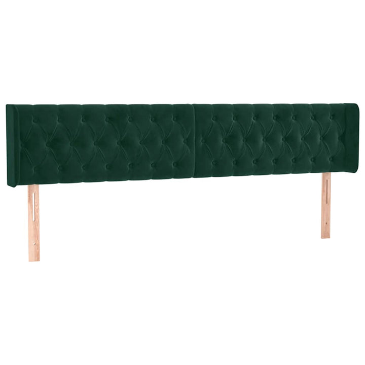 sengegavl med kanter 203x16x78/88 cm fløjl mørkegrøn