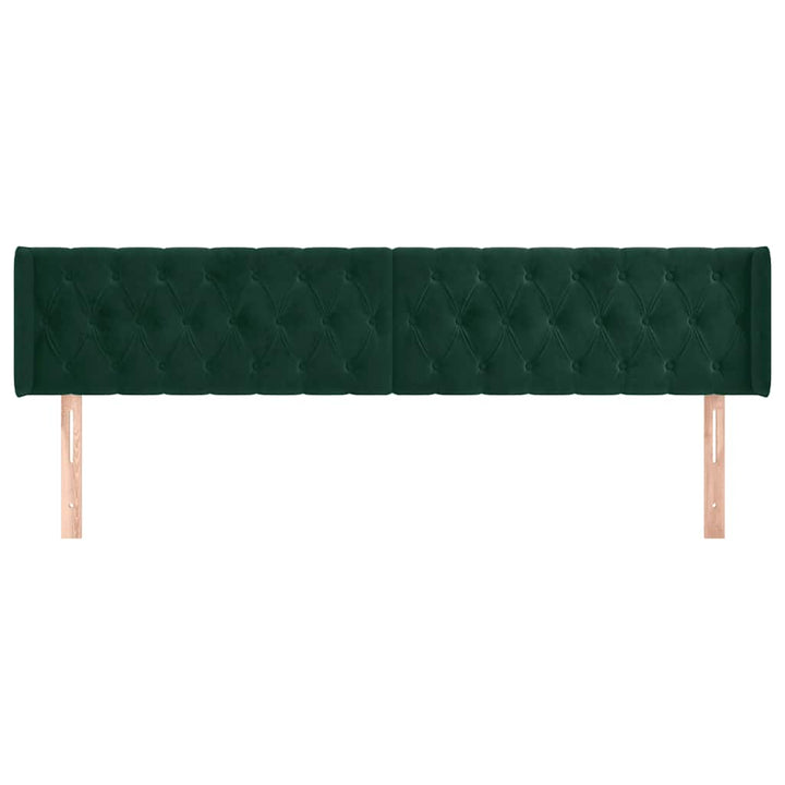 sengegavl med kanter 203x16x78/88 cm fløjl mørkegrøn