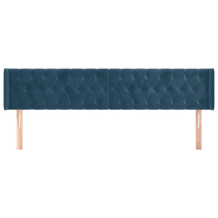 sengegavl med kanter 203x16x78/88 cm fløjl mørkeblå