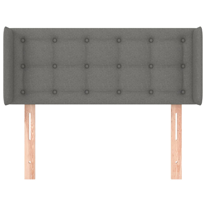 sengegavl med kanter 83x16x78/128 cm stof mørkegrå