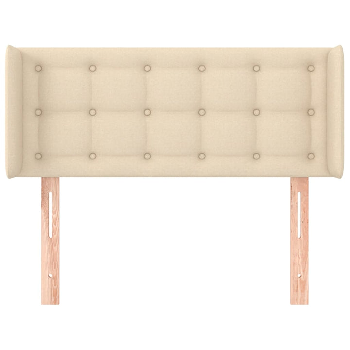 sengegavl med kanter 83x16x78/128 cm stof cremefarvet