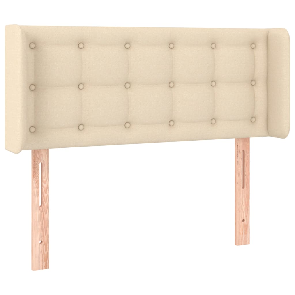 sengegavl med kanter 93x16x78/88 cm stof cremefarvet