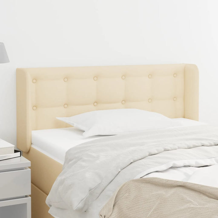 sengegavl med kanter 93x16x78/88 cm stof cremefarvet