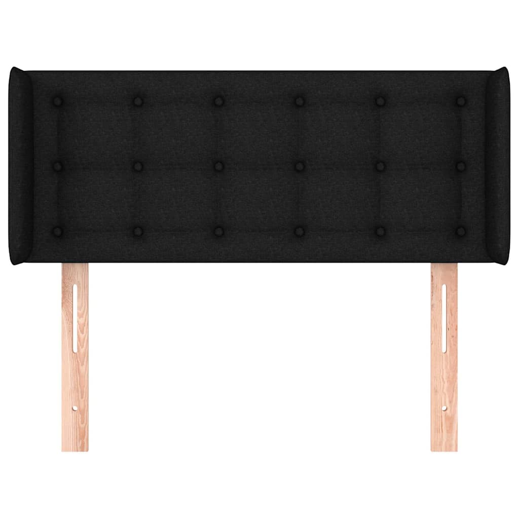 sengegavl med kanter 103x16x78/88 cm stof sort