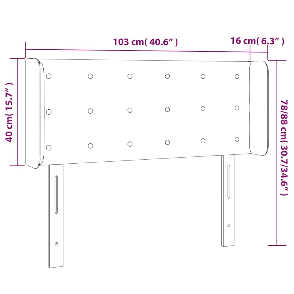 sengegavl med kanter 103x16x78/88 cm stof sort