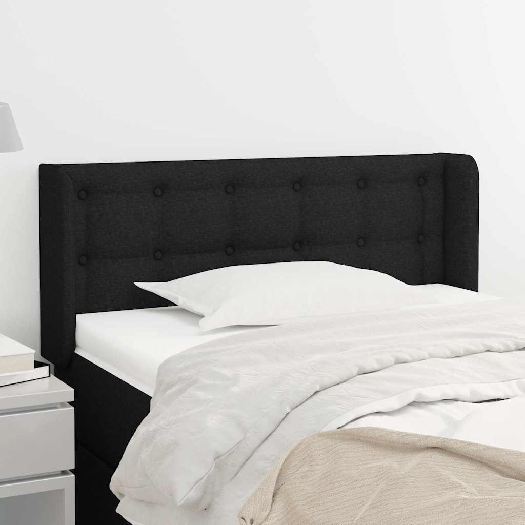 sengegavl med kanter 103x16x78/88 cm stof sort