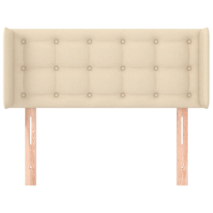 sengegavl med kanter 103x16x78/88 cm stof cremefarvet