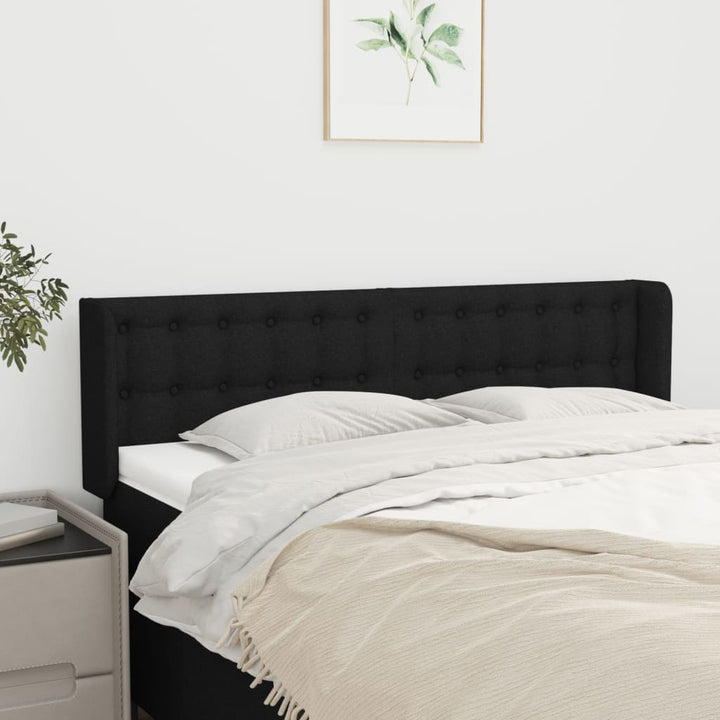 sengegavl med kanter 147x16x78/88 cm stof sort