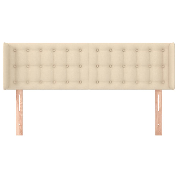 sengegavl med kanter 147x16x78/88 cm stof cremefarvet