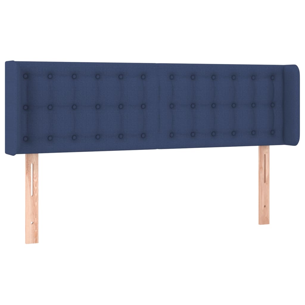 sengegavl med kanter 147x16x78/88 cm stof blå