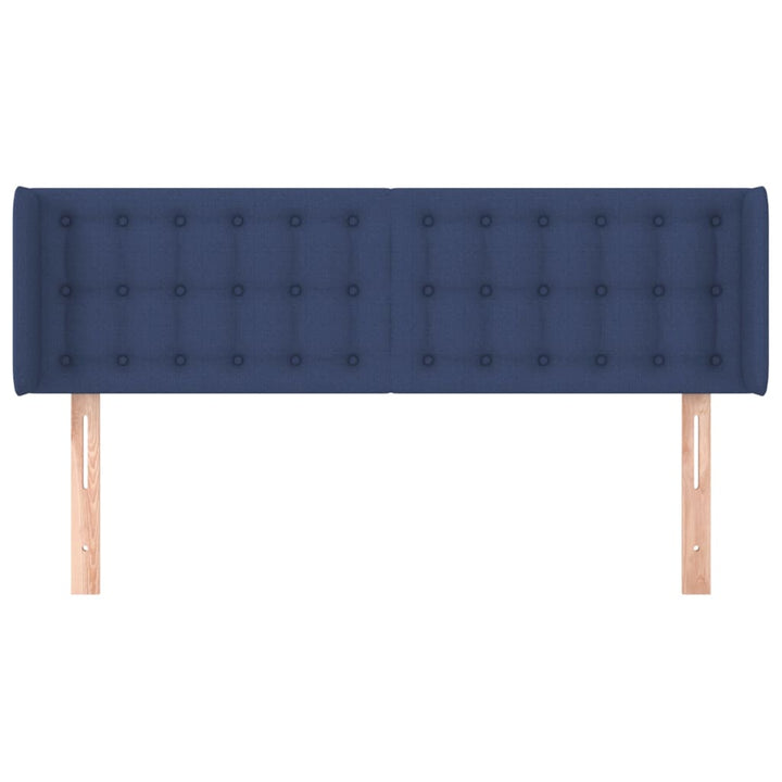 sengegavl med kanter 147x16x78/88 cm stof blå