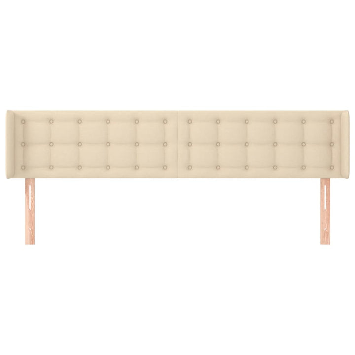 sengegavl med kanter 163x16x78/88 cm stof cremefarvet
