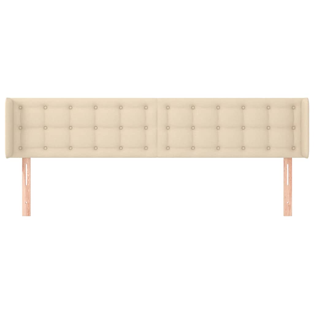 sengegavl med kanter 163x16x78/88 cm stof cremefarvet