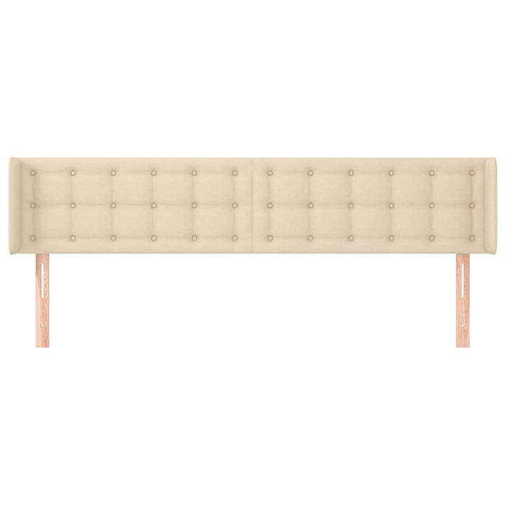 sengegavl med kanter 163x16x78/88 cm stof cremefarvet