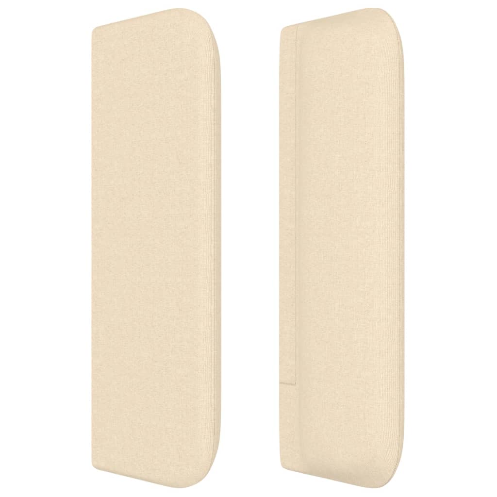 sengegavl med kanter 163x16x78/88 cm stof cremefarvet