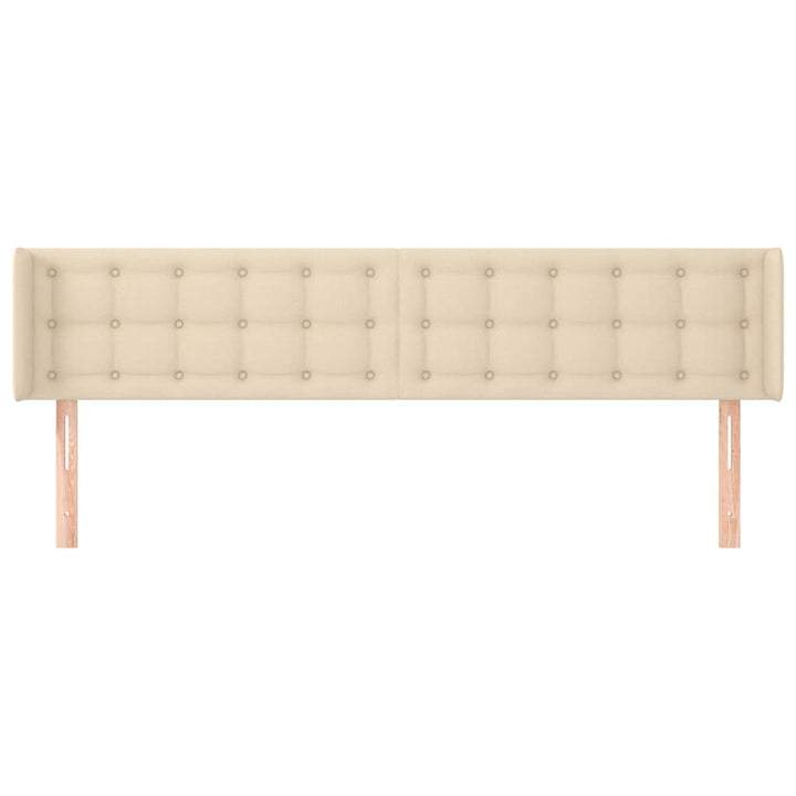sengegavl med kanter 183x16x78/88 cm stof cremefarvet