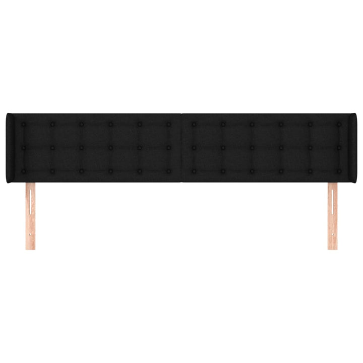 sengegavl med kanter 203x16x78/88 cm stof sort