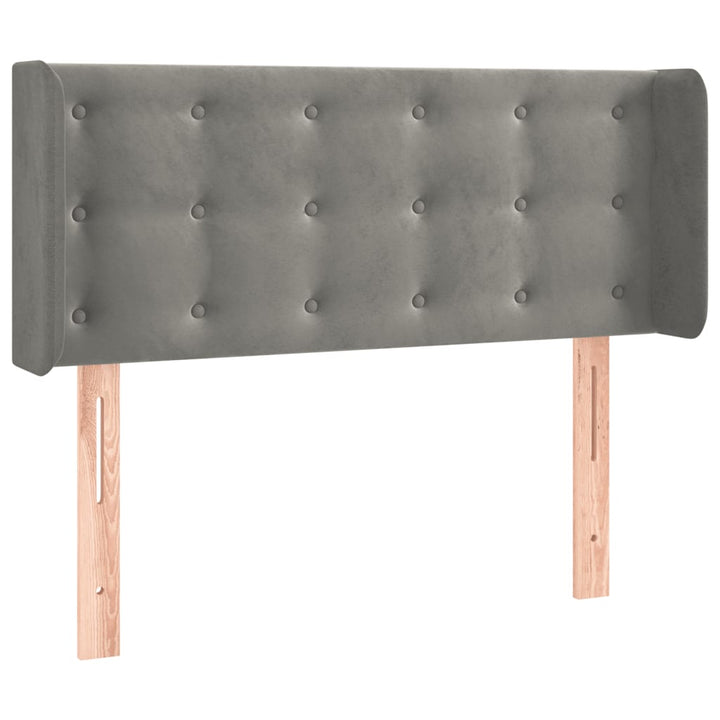 sengegavl med kanter 83x16x78/88 cm fløjl lysegrå