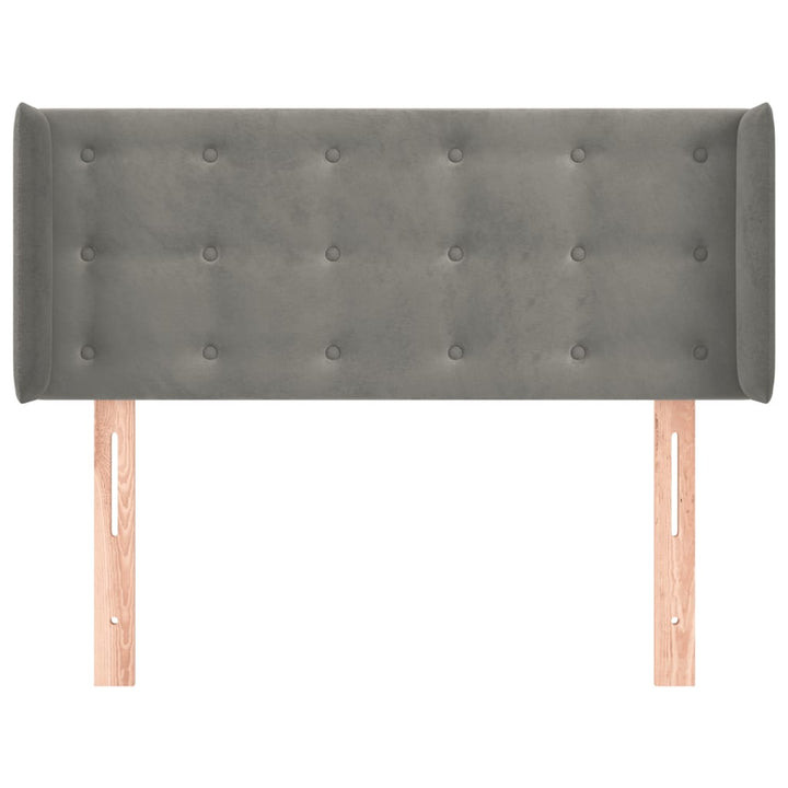 sengegavl med kanter 83x16x78/88 cm fløjl lysegrå