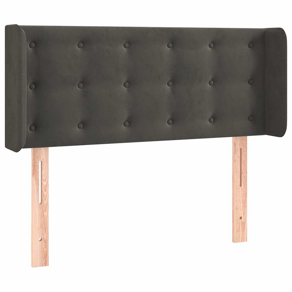 sengegavl med kanter 83x16x78/88 cm fløjl mørkegrå