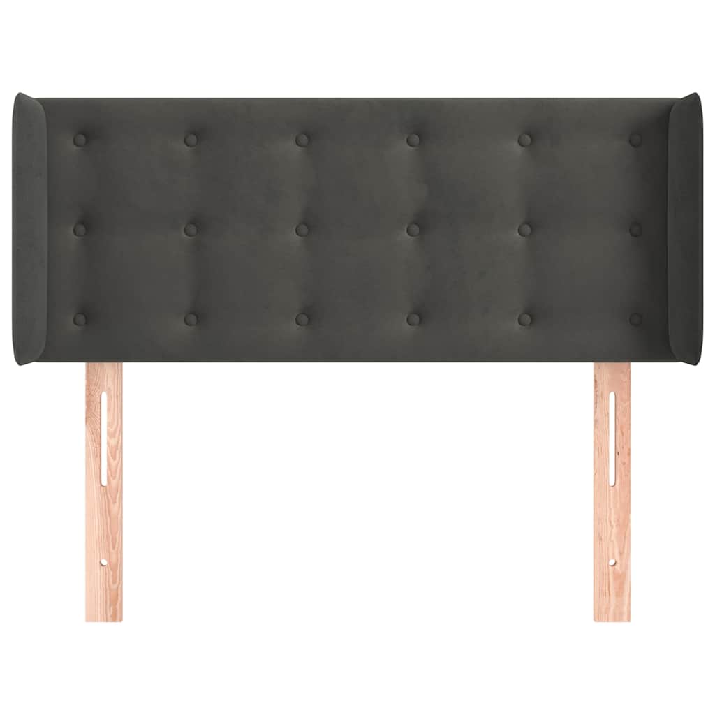 sengegavl med kanter 83x16x78/88 cm fløjl mørkegrå
