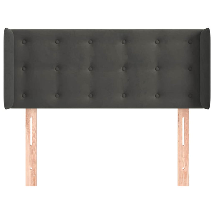 sengegavl med kanter 83x16x78/88 cm fløjl mørkegrå