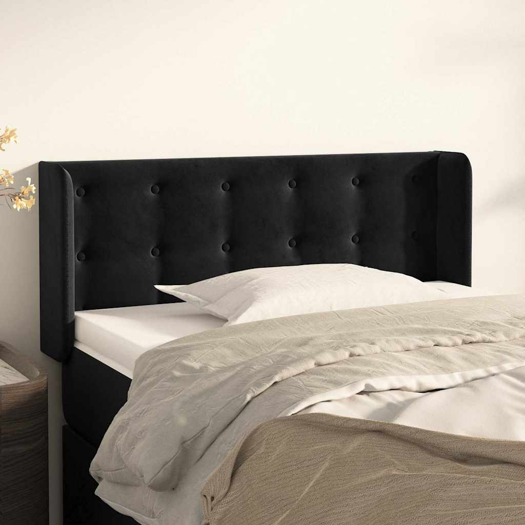 sengegavl med kanter 83x16x78/88 cm fløjl sort