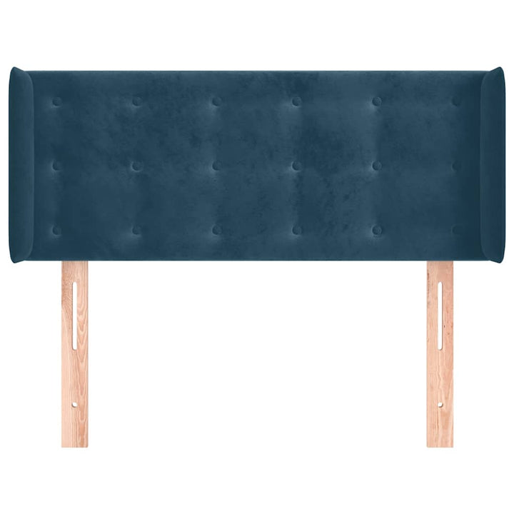 sengegavl med kanter 83x16x78/88 cm fløjl mørkeblå
