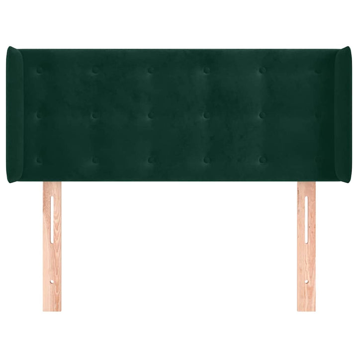 sengegavl med kanter 93x16x78/88 cm fløjl mørkegrøn