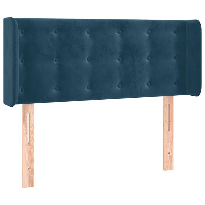 sengegavl med kanter 93x16x78/88 cm fløjl mørkeblå