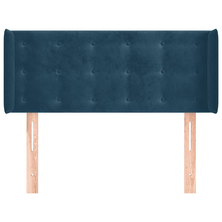 sengegavl med kanter 93x16x78/88 cm fløjl mørkeblå