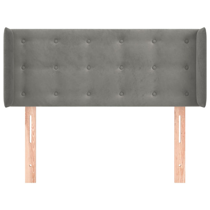 sengegavl med kanter 103x16x78/88 cm fløjl lysegrå