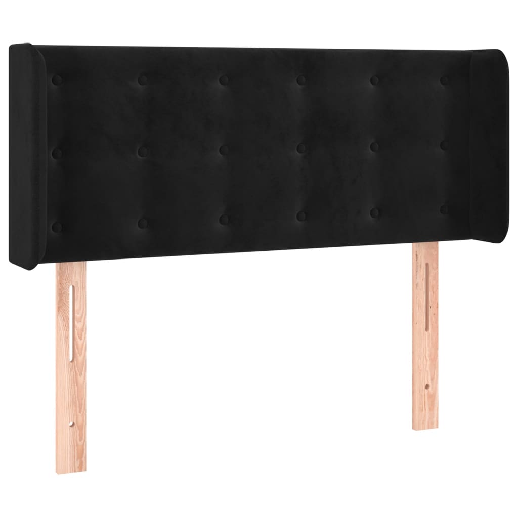 sengegavl med kanter 103x16x78/88 cm fløjl sort