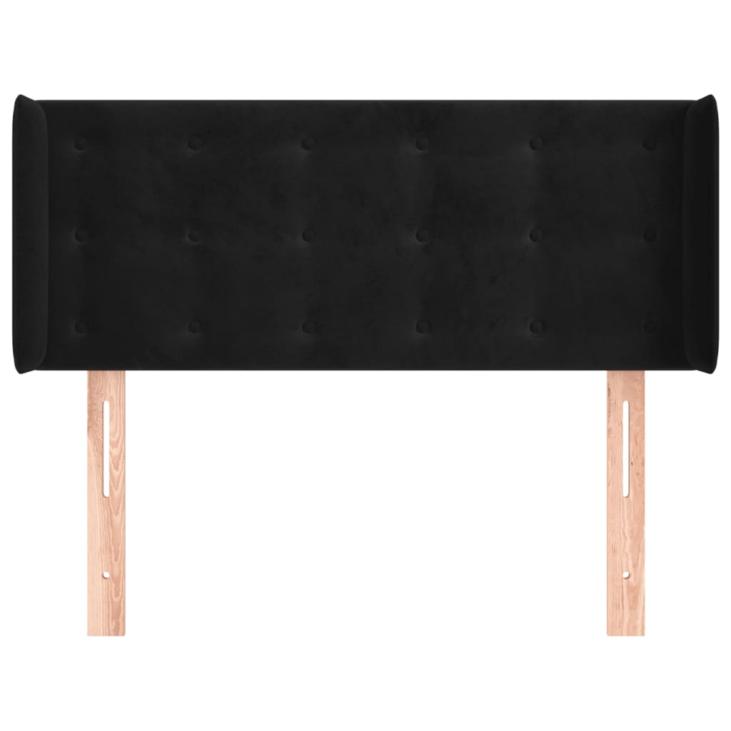 sengegavl med kanter 103x16x78/88 cm fløjl sort