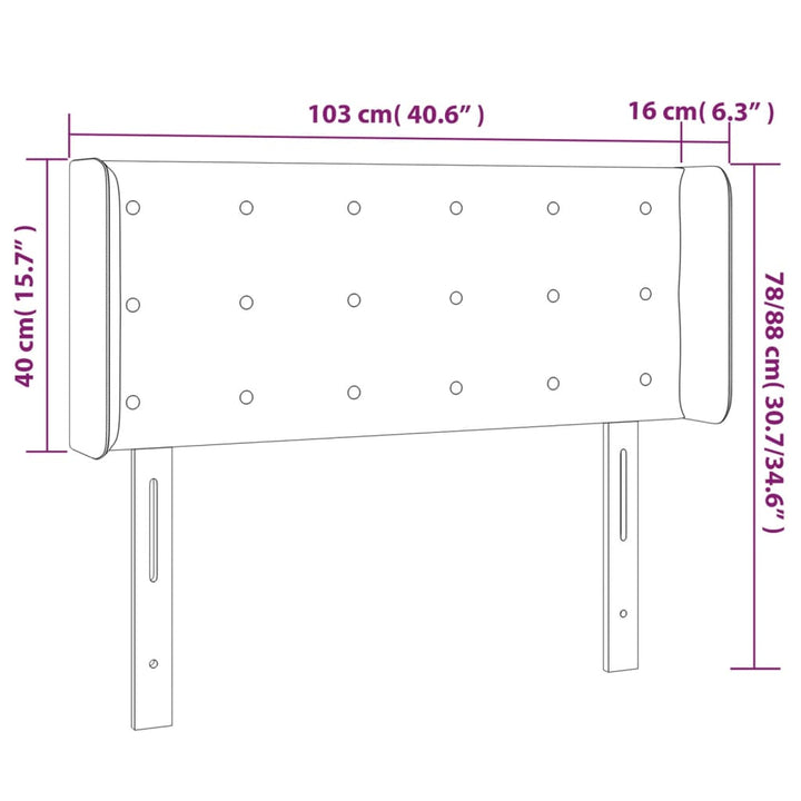 sengegavl med kanter 103x16x78/88 cm fløjl sort