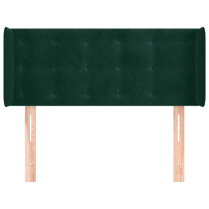 sengegavl med kanter 103x16x78/88 cm fløjl mørkegrøn