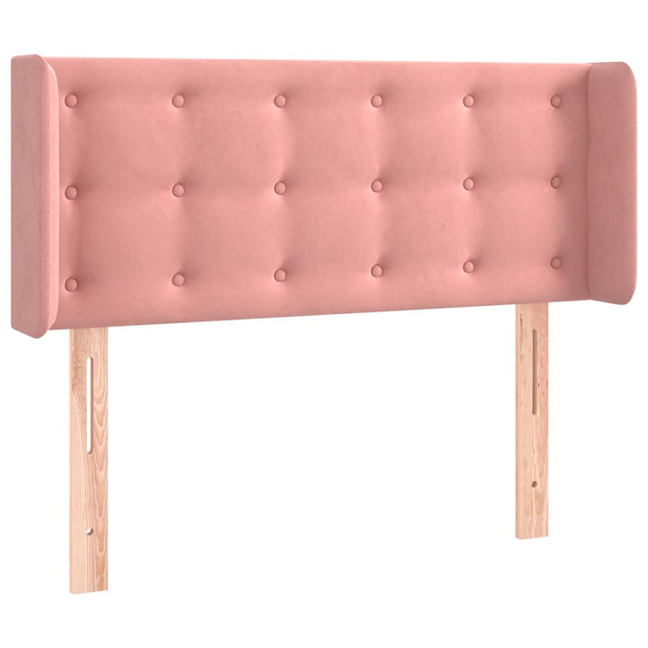 sengegavl med kanter 103x16x78/88 cm fløjl lyserød