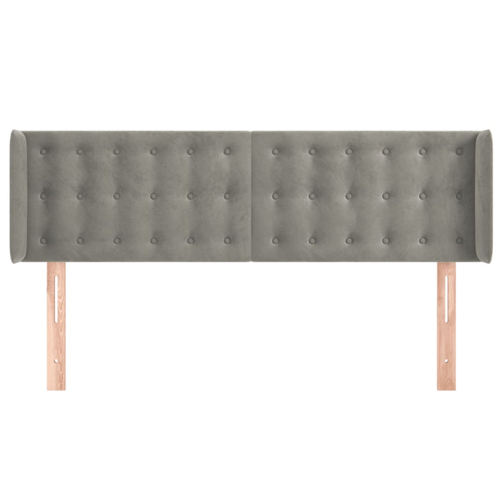 sengegavl med kanter 147x16x78/88 cm fløjl lysegrå