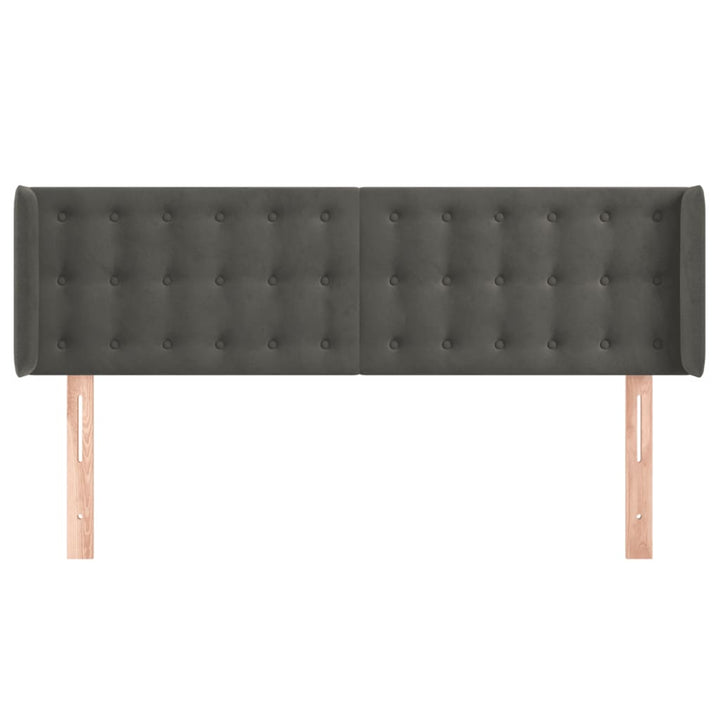 sengegavl med kanter 147x16x78/88 cm fløjl mørkegrå